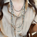 Ethnic Bohemian Faux Crystal Beaded Layered Sweater Necklace Round Geometric Choker For Women view 3