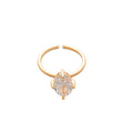 Light Luxury Copper Zircon Oval Open Ring, Minimalist Geometric Index Finger Jewelry view 5