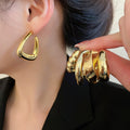 Minimalist Resin Geometric Round Stud Earrings Jewelry Set With Steel Pins And Smooth Wrinkle Design view 4