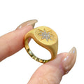Gold Plated Copper Open Ring With Round Star Geometric Vintage Light Luxury Design view 5