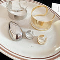 Irregular Round Hollow Open Iron Bangle, European American Light Luxury Fashion Jewelry view 4