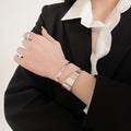 Irregular Round Hollow Open Iron Bangle, European American Light Luxury Fashion Jewelry view 1