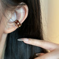 Gold Plated Copper Round Enamel Zircon Starburst Clip-on Earrings No Piercing Luxury Ear Cuffs view 3