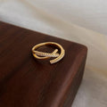 French Style Zircon Cross Open Copper Ring Minimalist Light Luxury Geometric Finger Jewelry view 2