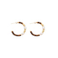 Vintage Maillard Style Faux Pearl Stone C-Shaped Stud Earrings Geometric Round Ethnic Jewelry view 5