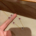 Real Gold Plated Copper Zircon Flower Necklace For Women Korean Old Money Elegant Collarbone Chain view 3