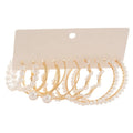 Faux Pearl Beaded Round Hoop Earrings French Vintage Geometric Lightweight Elegant Jewelry view 5