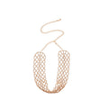 Light Luxury Iron Rhinestone Hollow Geometric Clavicle Necklace For Women view 5