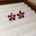 Elegant Flower Stud Earrings With Faux Pearl Zircon Accents And Silver Needle Posts view 2