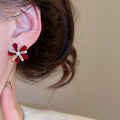 Elegant Flower Stud Earrings With Faux Pearl Zircon Accents And Silver Needle Posts view 3