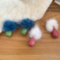 Light Luxury Contrast Pom Pom Waterdrop Alloy Drop Earrings For Women view 2