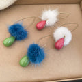Light Luxury Contrast Pom Pom Waterdrop Alloy Drop Earrings For Women view 4