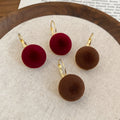 Flocked Round Pendant Drop Earrings For Women, Minimalist Geometric Light Luxury Commuter Jewelry view 1
