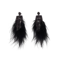 Rhinestone Round Feather Tassel Clip-on Earrings, Dark Luxury Geometric Dangle Ear Jewelry view 5
