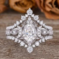 Sparkling Crown Teardrop Wax Set Three Piece Bridal Proposal Ring Set For Women view 1
