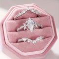 Sparkling Crown Teardrop Wax Set Three Piece Bridal Proposal Ring Set For Women view 3