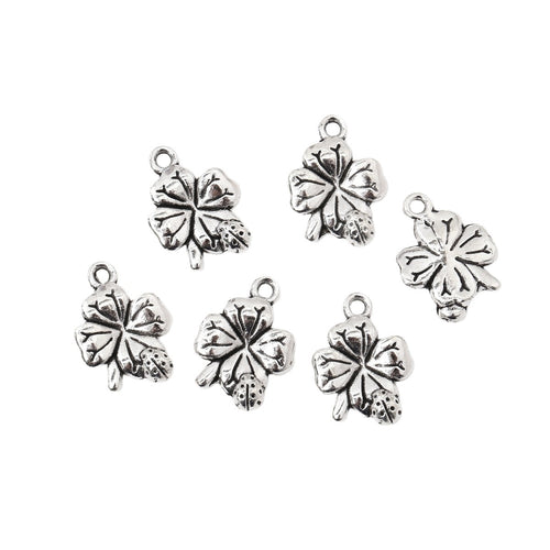 Antique Silver Zinc Alloy Four Leaf Clover Charm Pendant for DIY Necklace Bracelet Jewelry Making