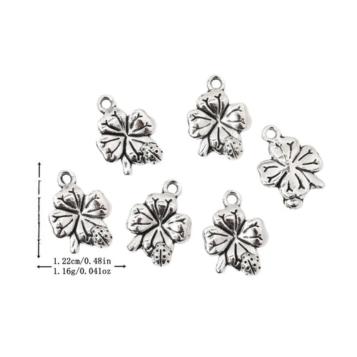 Antique Silver Zinc Alloy Four Leaf Clover Charm Pendant for DIY Necklace Bracelet Jewelry Making