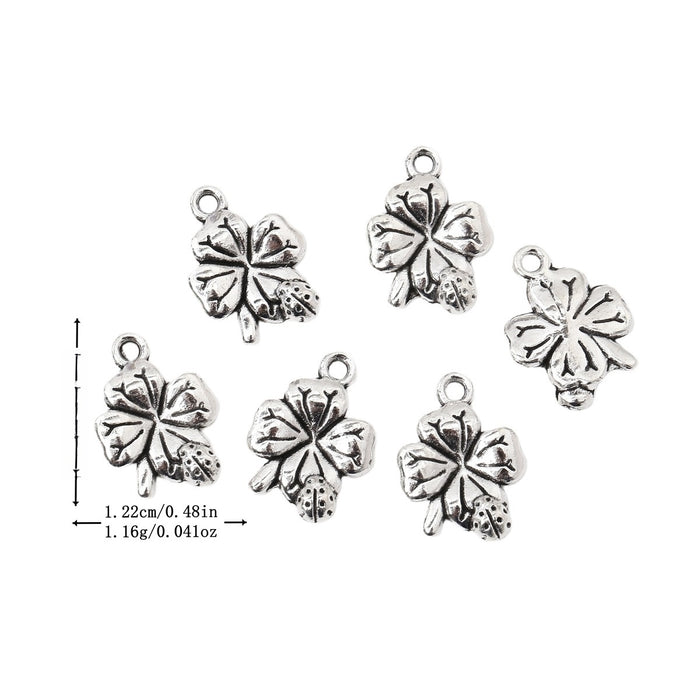 Antique Silver Zinc Alloy Four Leaf Clover Charm Pendant for DIY Necklace Bracelet Jewelry Making