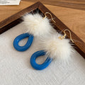 Resin Pom Pom Teardrop Pendant Drop Earrings, Fashion OL Light Luxury Ear Hook Jewelry view 4