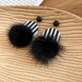 Vintage Resin Round Pom Pom Drop Earrings For Women European Style Geometric Ear Hook Jewelry view 4