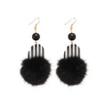 Vintage Resin Round Pom Pom Drop Earrings For Women European Style Geometric Ear Hook Jewelry view 5