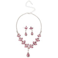 Copper Rhinestone Flower Wheat Ear Stud Necklace Jewelry Set Elegant Light Luxury Court Style view 5