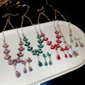 Copper Rhinestone Flower Wheat Ear Stud Necklace Jewelry Set Elegant Light Luxury Court Style view 3