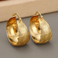 European American Vintage Pattern Gold Huggie Earrings, Wide Geometric Jewelry For Women view 5
