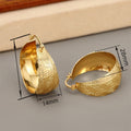 European American Vintage Pattern Gold Huggie Earrings, Wide Geometric Jewelry For Women view 4