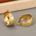 European American Vintage Pattern Gold Huggie Earrings, Wide Geometric Jewelry For Women view 3