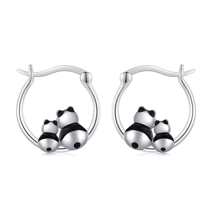 Cute Red Panda Leaning Ear Cuffs For Women, Metal Style Oil Painted Gentle Fashion Jewelry Earrings