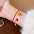 18K Gold Plated Copper Zircon Horse Pendant Bracelet New Chinese Zodiac Red String Jewelry view 3