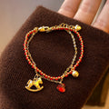 18K Gold Plated Copper Zircon Horse Pendant Bracelet New Chinese Zodiac Red String Jewelry view 2