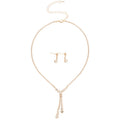 Light Luxury Iron Jewelry Set With Rhinestone Round Pendant Necklace And Tassel Earrings view 5