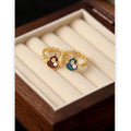 Gold Plated Enamel Gourd Faux Pearl Open Ring New Chinese Style Geometric Light Luxury Jewelry view 4