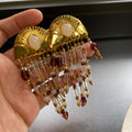 Vintage French Court Faux Pearl Crystal Tassel Geometric Drop Earrings For Women view 1
