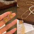 Light Luxury Ginkgo Leaf Zircon Crystal Faux Pearl Earrings For Women view 1