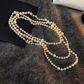 Old Money Faux Pearl Zircon Number 5 Layered Sweater Necklace Elegant Geometric Choker For Women view 2