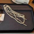 Old Money Faux Pearl Zircon Number 5 Layered Sweater Necklace Elegant Geometric Choker For Women view 4