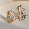 Korean Japanese Cross Oil Painted Glitter Ear Cuffs With Micro Pave Zircon, French Style Earrings view 4