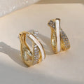 Korean Japanese Cross Oil Painted Glitter Ear Cuffs With Micro Pave Zircon, French Style Earrings view 2