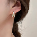 Korean Japanese Cross Oil Painted Glitter Ear Cuffs With Micro Pave Zircon, French Style Earrings view 3