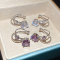 Korean Style Round Zircon Double Layer Copper Clip-on Earrings For No Piercing Cartilage view 1
