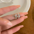 Korean Light Luxury Copper Zircon Flower Clip-on Earrings for Women No Piercing Ear Cuffs view 4