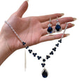 Light Luxury Copper Zircon Flower Waterdrop Earrings Necklace Jewelry Set For Women view 5