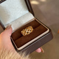 Gold Plated Copper Zircon Cross Hollow Open Ring Vintage Geometric Luxury Finger Jewelry view 3