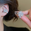 Light Luxury Copper Zircon Flower Petal Clip-on Earrings Korean No Piercing Ear Cuff Jewelry view 3