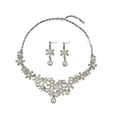 Old Money Alloy Rhinestone Flower Pearl Stud Earrings Necklace Jewelry Set For Women view 5