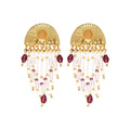 Vintage Court Style Crystal Pearl Tassel Drop Earrings With Silver Needle Geometric Design view 5